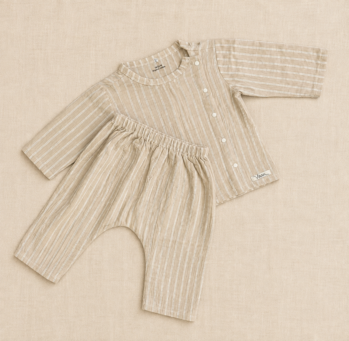 Co-ord Set- 3/4 Sleeve Seersucker