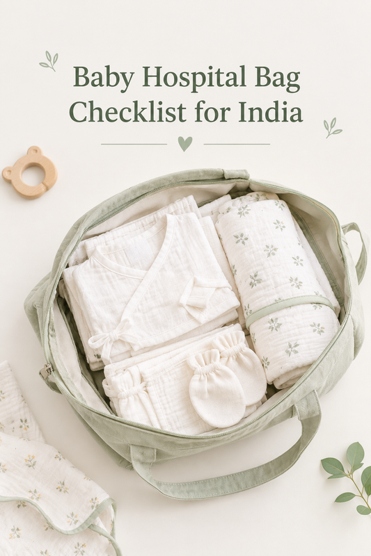Hospital home arrival kit muslin: muslin baby bundle India, affordable newborn gift set India and eco-friendly baby gift set India by ViRAN Kids
