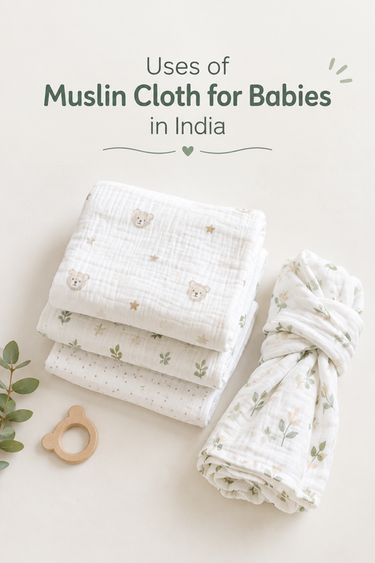 Muslin cloth for baby bath India, muslin nursing cover India, muslin stroller cover India and breathable muslin baby blanket India by ViRAN Kids