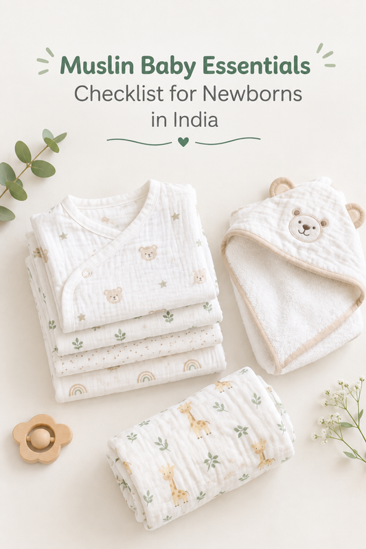Muslin baby essentials kit India with muslin swaddle newborn India and muslin bedding for newborn India by ViRAN Kids