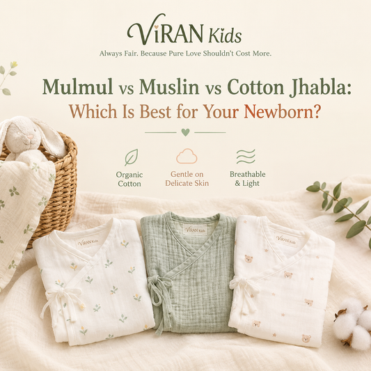 Mulmul vs Muslin vs Cotton Jhabla: Which Is Best for Your Newborn?