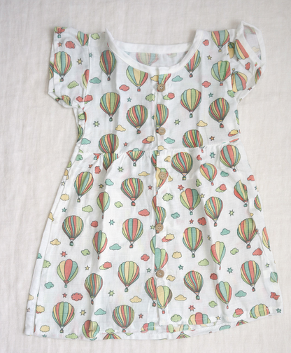 Organic muslin button frock for baby girls by ViRAN Kids - photo 12