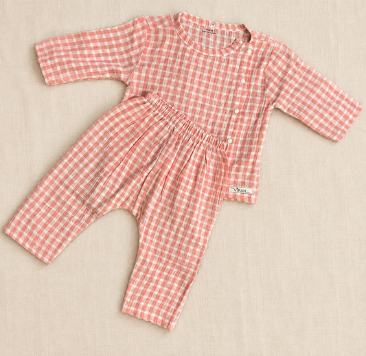 Co-ord Set- 3/4 Sleeve Seersucker