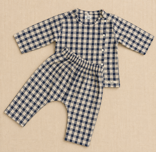 Co-ord Set- 3/4 Sleeve Seersucker